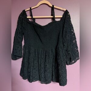 Torrid Black Lace Off-Shoulder Blouse